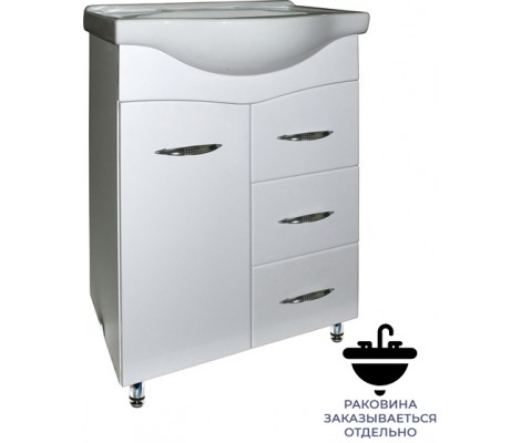 Тумба Селигер 60/3 под умывальник Селигер 60 белая Flamenco