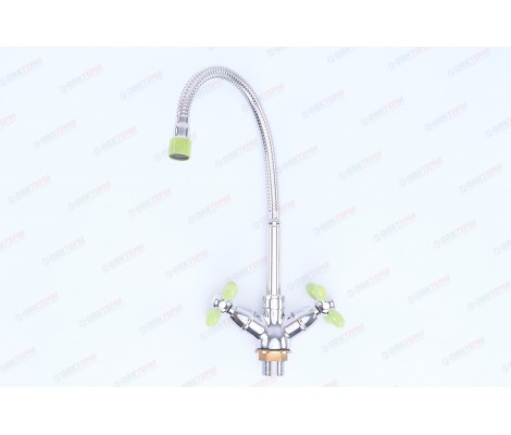 Смеситель для кухни LR84310G с гибким изливом зеленый Zerix