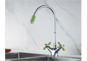 Смеситель для кухни LR84310G с гибким изливом зеленый Zerix