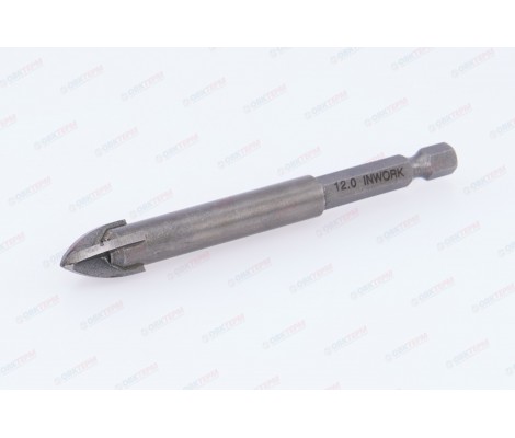 Сверло коническое 12 мм, под биту, ВК6Х по плитке