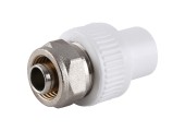 Муфта 20*16 комбинированная ППР-PEX евроконус, белая RTP
