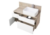 Тумба подвесная 100, Мишель 100 Дуб Эндгрейн/Белый под умывальник Mila 50 Aquaton