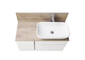 Тумба подвесная 100, Мишель 100 Дуб Эндгрейн/Белый под умывальник Mila 50 Aquaton