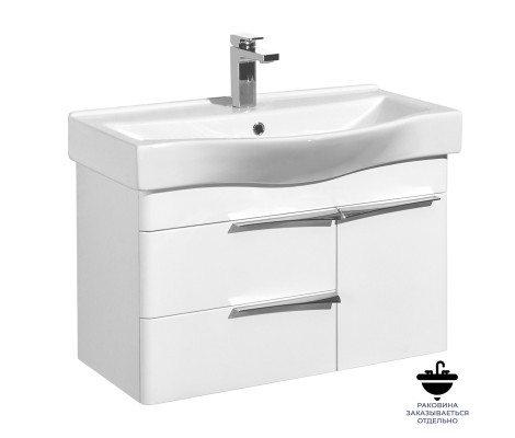 Тумба подвесная 80, Беверли 80 Белый глянец под умывальник Беверли 80 Aquaton