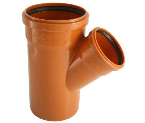 Тройник канализационный 160/110/45° рыжий Flextron