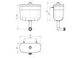 Сливной бачок для унитаза пластик среднего распол. с креплением на стену и трубой тип БС