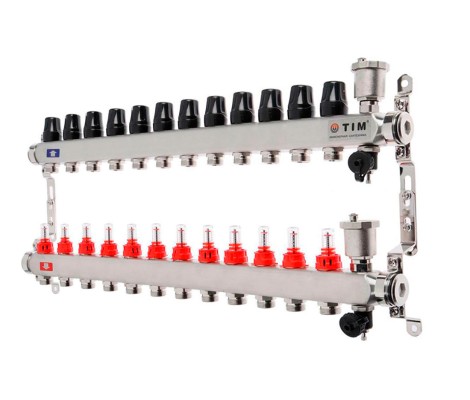 Коллектор с расходомерами без кранов нерж 1