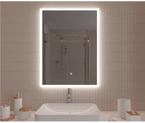 Зеркало 600х700 Lyon с LED подсветкой,подогревом,литым коробом и сенсорным выкл. Кайман Glassiko