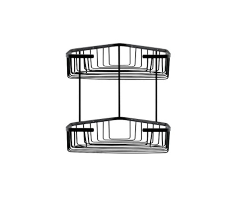 Полка 2-х ярусная F351-16 черная, угловая Frap