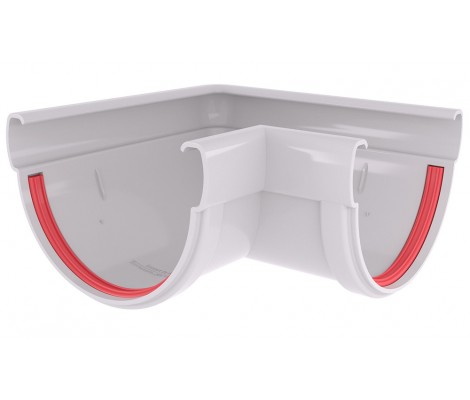 Угол желоба 90 град. Дизайн 135 ПВХ Grand Line белый (RAL 9003)