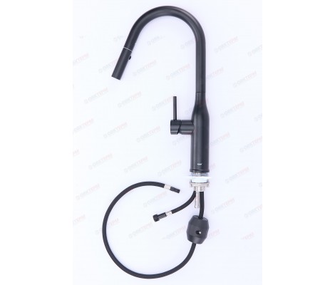 Смеситель для кухни KI-70004-05 из нержавеющей стали SUS304 с выдвижным изливом черный Koer