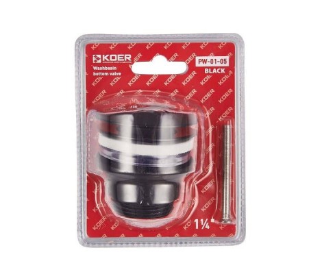 Донный клапан для умывальника 1 1/4 черный PW-01-05 Koer