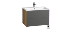 Тумба подвесная 75, Сохо 75 Дуб Веллингтон/Графит софт под умывальник Элина 75 Aquaton