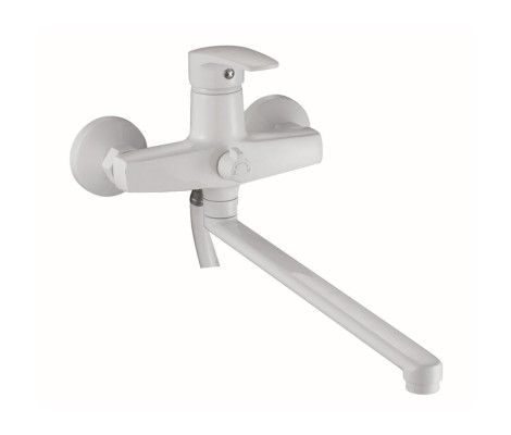Смеситель для ванны Oscar-006 длинный, белый, без шланга и лейки Euro Plamix Смеситель для ванны Oscar-006 длинный, белый, без шланга и лейки Euro Plamix