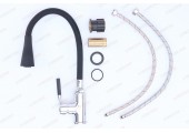 Смеситель для кухни LR4199-2 c силиконовым изливом черный+хром Zerix