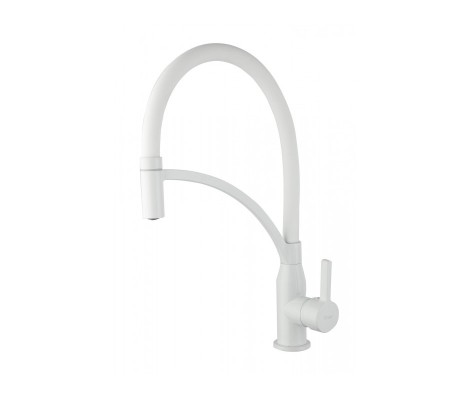 Смеситель для кухни с гибким изливом F4552-8 белый Frap