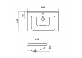 Умывальник мебельный SANTEK Миранда 80 ШВГ 805х190х435 