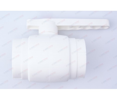 Шаровый кран пластиковый  63  (латунный  шар)   (белый) (TIM)