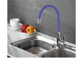 Смеситель для кухни LR4898-6 c силиконовым изливом голубой Zerix