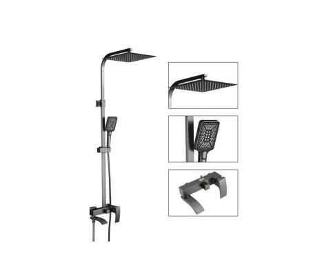 Душевая система G2407-9, лейка 1 реж., тропический душ 300х300мм, латунь/оружейная сталь Gappo Душевая система G2407-9, лейка 1 реж., тропический душ 300х300мм, латунь/оружейная сталь Gappo