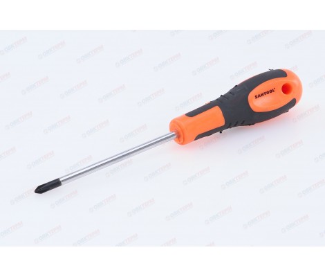 Отвертка крестовая Мастер №1 100мм CrV с двухкомпонентной ручкой Santool Отвертка крестовая Мастер №1 100мм CrV с двухкомпонентной ручкой Santool