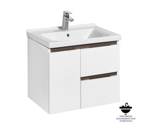 Тумба подвесная  60 Рене Белый/Грецкий орех (491 x 582 x 444) AQUATON