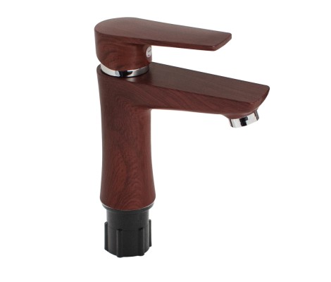 Смеситель для умывальника, шаровый, из АБС пластика тёмное дерево Brimix