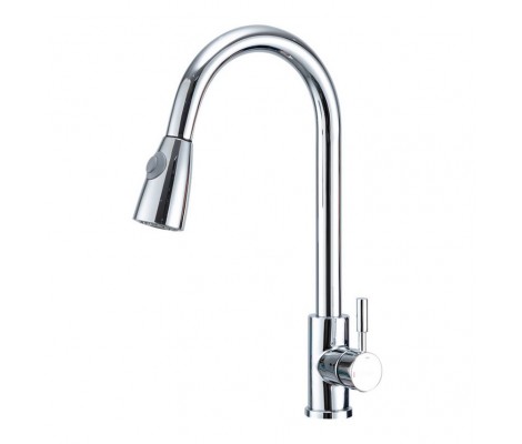 Смеситель для кухни хром F60991 выдвижной гибкий излив (&Oslash;35, на гайке) FRAP