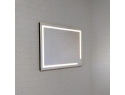 Зеркало 60*80 LED подсветкой 4000К 9,6 Вт/м с сенсенсорным выключателем, универсальными крепление 405 в черном алюминиевом профиле КЗСК
