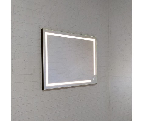 Зеркало 60*80 LED подсветкой 4000К 9,6 Вт/м с сенсенсорным выключателем, универсальными крепление 405 в черном алюминиевом профиле КЗСК