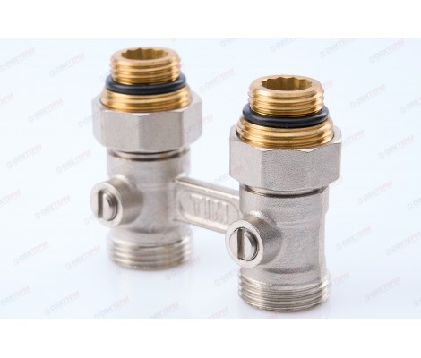 Узел, кран-бинокль с ниппелями для подключения радиатора прямой шаровый ME220AC TIM