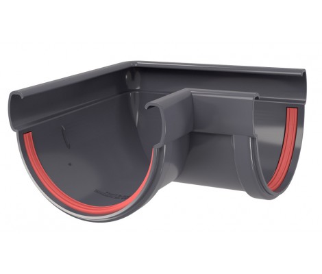 Угол желоба 90 град. Дизайн 135 ПВХ Grand Line графит (RAL 7024)