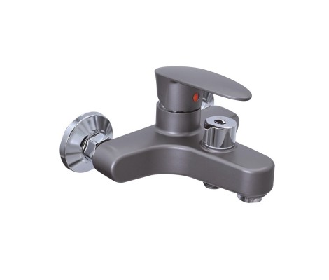 Смеситель д/ванны PLAMIX CEZAR-009 EURO SET Graphite, (с шлангом, лейкой и кронштейном)