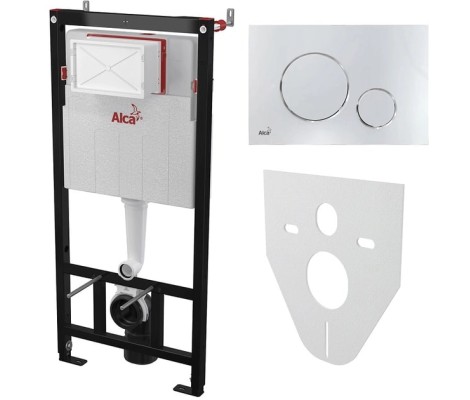 Инсталляция для унитаза AM101/1120+M91+М671 хром, круглая Alcaplast Инсталляция для унитаза AM101/1120+M91+М671 хром, круглая Alcaplast