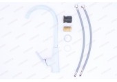 Смеситель д/кухни PLAMIX LUCAS-011 SET WHITE (гайка, &Oslash;35, с подводкой) (16шт/ящ)