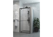 Душевое ограждение в дверной проем 90*190 прозрачное стекло черный профиль JY150D Грандфаянс