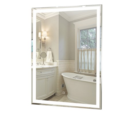 Зеркало с подсветкой Рига, 60х80 см подогрев, сенсорный выключатель, холодный свет 6000К Silver Mirrors