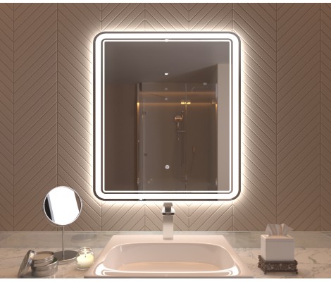 Зеркало 600х700 Vienna с LED подсветкой, подогревом, литым коробом и сенсорным выкл. Кайман Glassik
