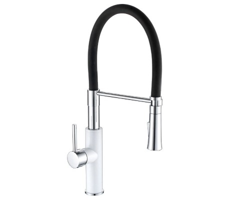 Смеситель для кухни LR4097W-2 c силиконовым изливом черный+белый Zerix Смеситель для кухни LR4097W-2 c силиконовым изливом черный+белый Zerix
