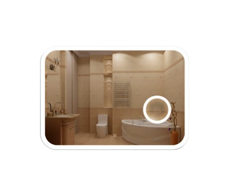 Зеркало 70*100 LED подс.6000К 9,6 Вт/м c косметическим зеркалом, 16*16 сенс.выкл 341скл2 КЗСК