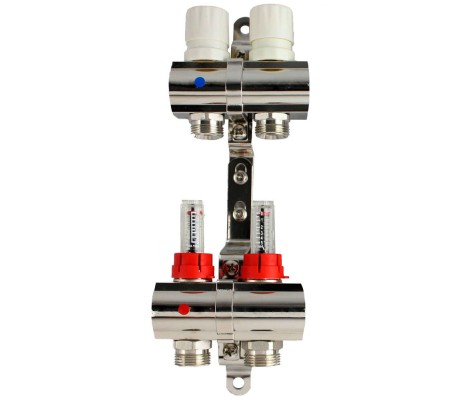 Коллектор с расходомерами латунный 1