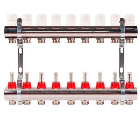 Коллектор с расходомерами латунный 1