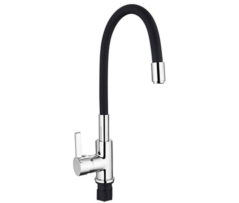 Смеситель для кухни LR4898-2 c силиконовым изливом черный Zerix