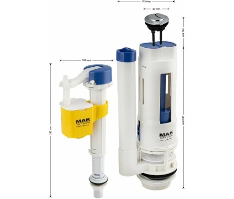 Арматура 2х кноп.ниж подвод воды для унитаза МАК Арматура 2х кноп.ниж подвод воды для унитаза МАК