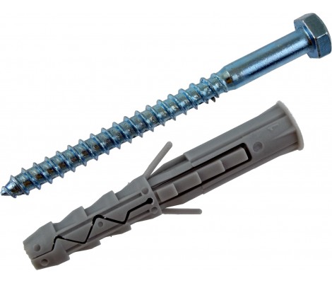 Дюбель распорный с шурупом для дерева с шестигранной головой, 12х160 (уп. 2 шт) Металвис