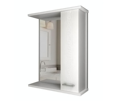 Зеркальный шкаф Крит 650С правый - 1 дверь белый глянец Francesca Зеркальный шкаф Крит 650С правый - 1 дверь белый глянец Francesca