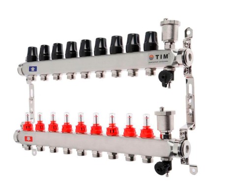 Коллектор с расходомерами без кранов нерж 1 Коллектор с расходомерами без кранов нерж 1