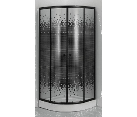 Душевое ограждение ДАНА 522 /24 100*100*193 черные пиксели (стекло 4мм, низкий поддон)