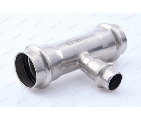 Трехраструбный пресс-тройник из нержавеющей стали 28*15*28mm ZTI.531.281528 TIM
