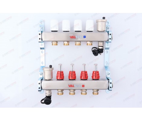 Коллекторный блок 1* 4 выхода нержавеющая сталь в сборе, евроконус 3/4